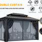 10X12 Hardtop Gazebo on Clearance with Heavy Duty Galvanized Steel Double Metal Roof,Aluminum Frame,Patio Gazebo with Curtains and Netting,Outdoor Permanent Gazebo Pavillon for Backyard,Black
