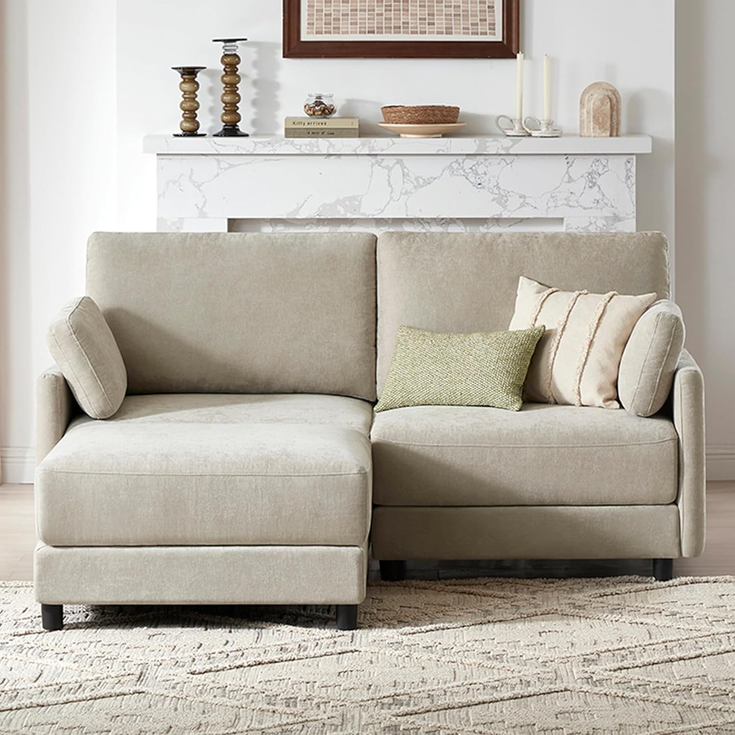 Modular Sectional Loveseat Sofa with Ottoman, Modern Cloud Couch for Living Room and Apartment, 2 Seat Extra Comfty Sofa, Removable Cover, 73.6 Inch Width, Classic Taupe