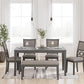 Wrenning Diamond Patterned Dining Table Set, 4 Upholstered Chairs and Bench, Seats 6, Wood, Gray