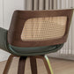 Set of 4 Dining Room Chairs with Arms - Swivel Cane Dining Chairs with Ergonomic Rattan Back, Walnut Bentwood Frame, Curved Arms, Versatile for Restaurant/Living Room/Kitchen (Walnut Green)