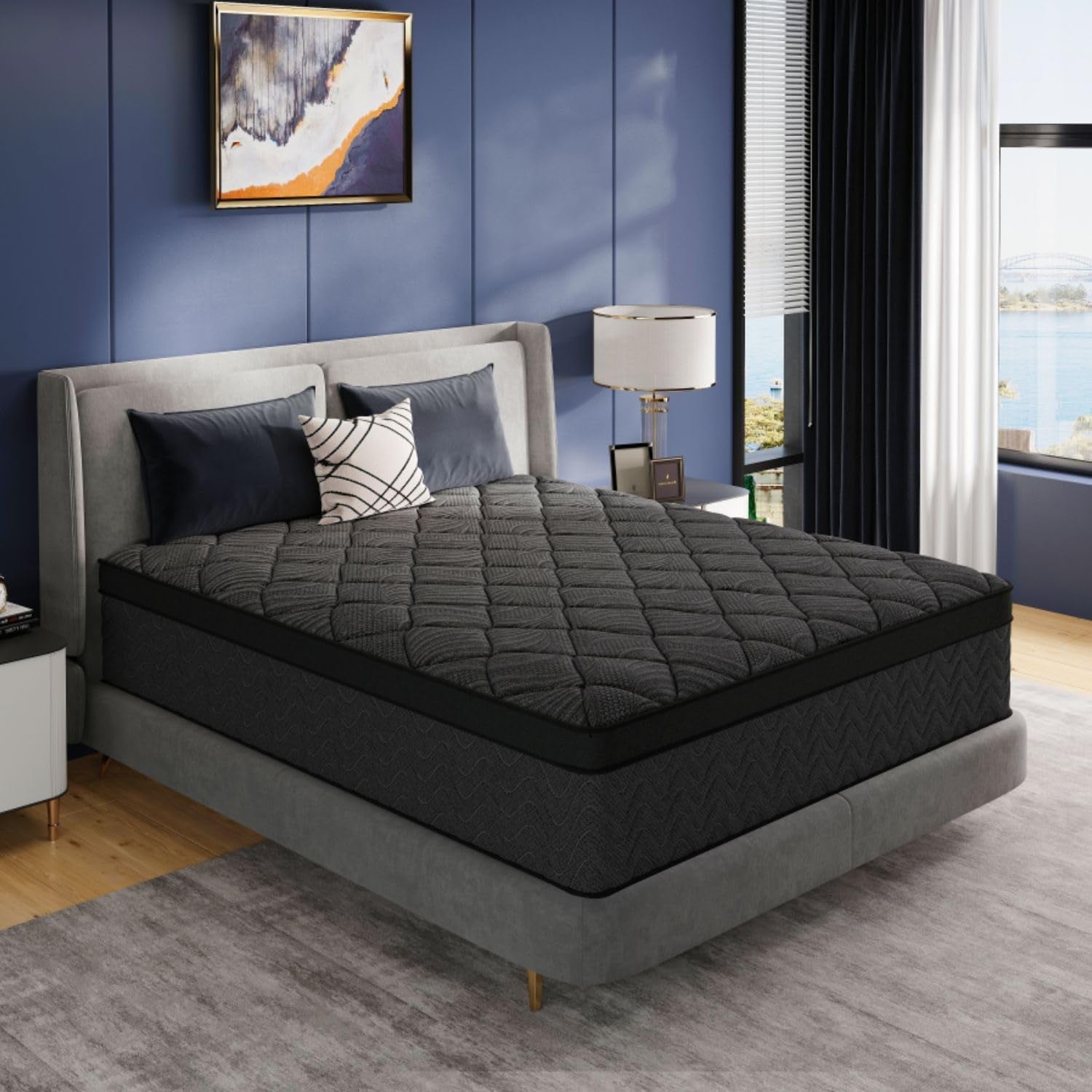 Queen Size Mattress, 14 Inch Luxury Hybrid Queen Mattress in a Box, Medium Firm Mattresses with Cooling Gel Memory Foam & Pocket Springs, Double Additional Support, 365-Night Trial