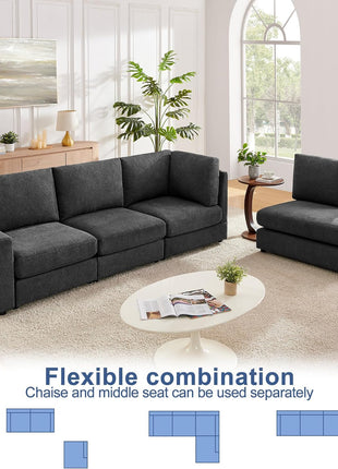 100-Inch L-Shaped Sectional Sofa with Reversible Chaise for Living Rooms, Apartments, and Compact Spaces - Grey