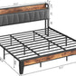 King Size Bed Frame, Storage Headboard with Charging Station, Solid and Stable, Noise Free, No Box Spring Needed, Easy Assembly
