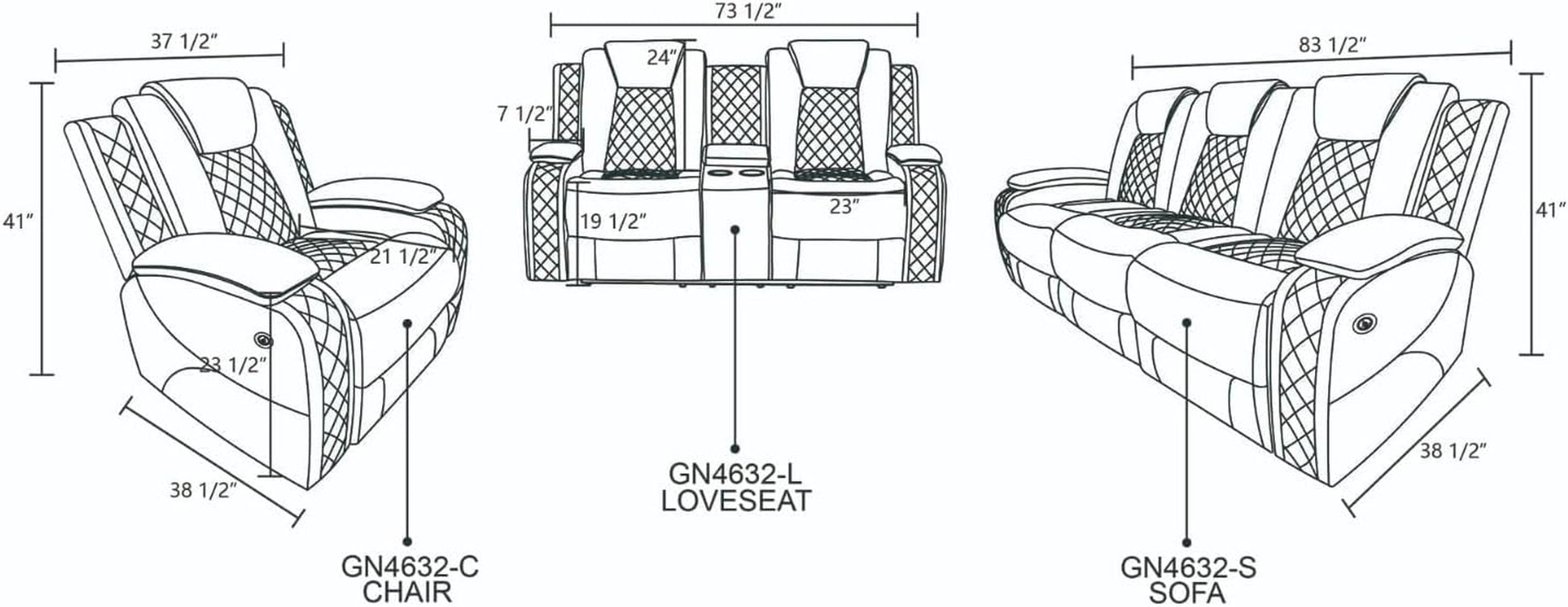 Everest Power Recliner Living Room Set with LED for Living Room, Dormitory, Guest House, Playroom, Airbnb,Apartment