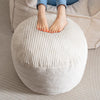 round Stuffed Pouf Ottoman, Corduroy Poufs with Foam Chunk Filling, Furry and Fluffy Pouf Foot Stool Storage Ottoman, 20 X 15 Floor Poufs Foot Rest for Living Room, Beige