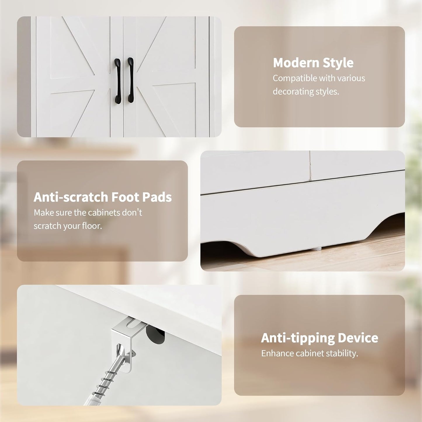 66" Buffet Sideboard Cabinet, Farmhouse Kitchen Buffet with Storage, Wood Coffee Bar Station with Adjustable Shelves and Drawers, Sideboard Credenza for Kitchen, Entryway