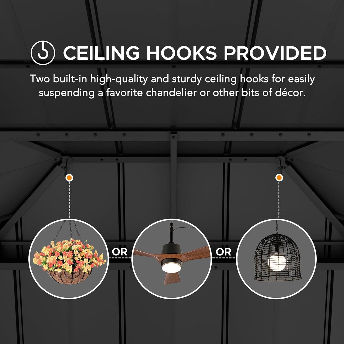 12 X 16 Ft. Wood Gazebo, Outdoor Patio Cedar Framed Steel Hardtop Gazebo with 2-Tier Metal Roof, Suitable for Patios, Lawn and Backyard, Matte Black Roof + Gray Wood Frame