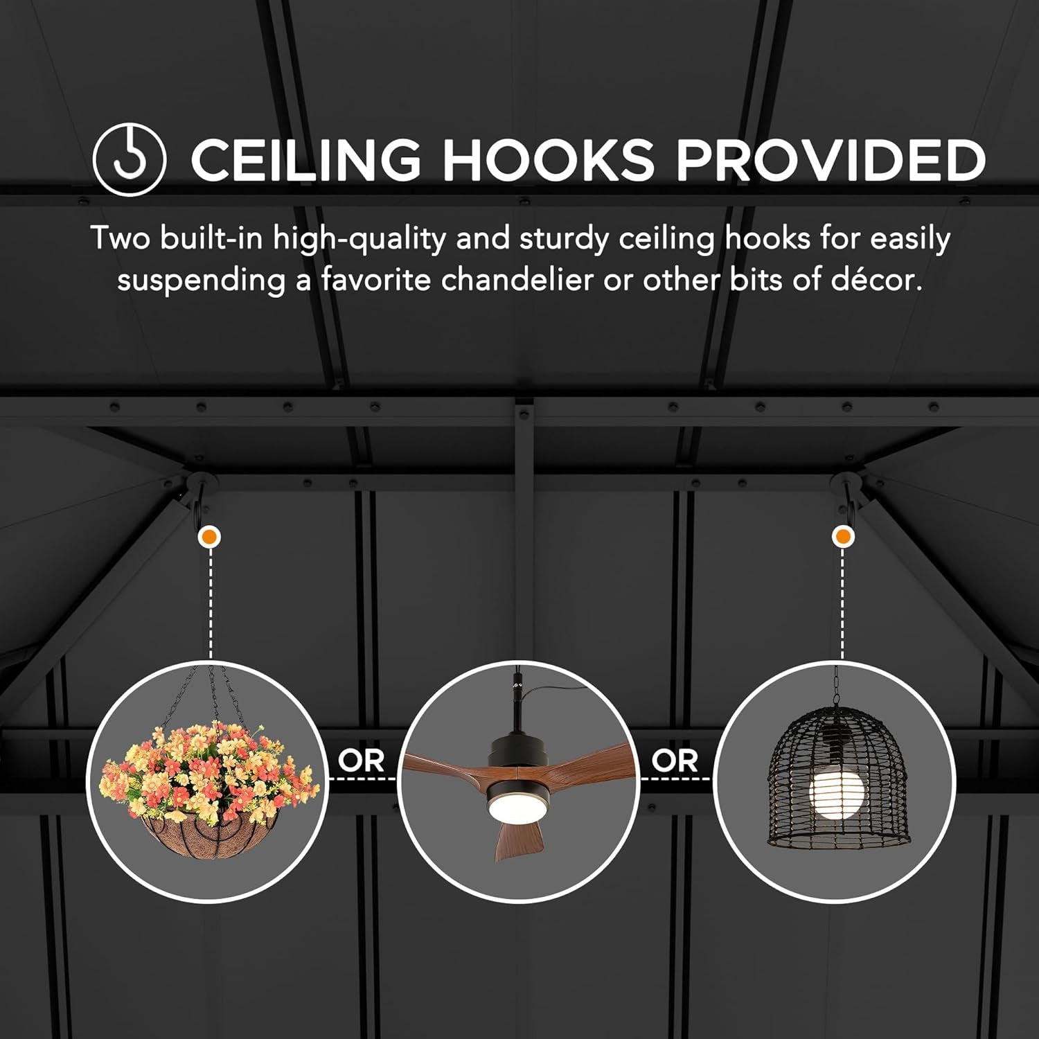 12 X 16 Ft. Wood Gazebo, Outdoor Patio Cedar Framed Steel Hardtop Gazebo with 2-Tier Metal Roof, Suitable for Patios, Lawn and Backyard, Matte Black Roof + Gray Wood Frame