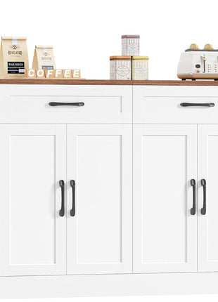 71” Large Buffet Cabinet with Adjustable Shelves and Soft-Close Doors, Versatile Wood Console Table for Kitchen and Dining Room, White Finish
