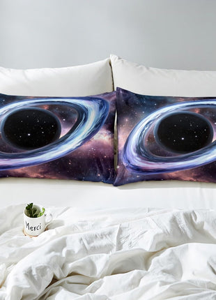 Cosmic Twin Sheet Set - Black Hole Fitted Sheet for Kids and Teens, Starry Sky Series Galaxy Bed Cover, Science Fiction Art Style Bedroom Decor