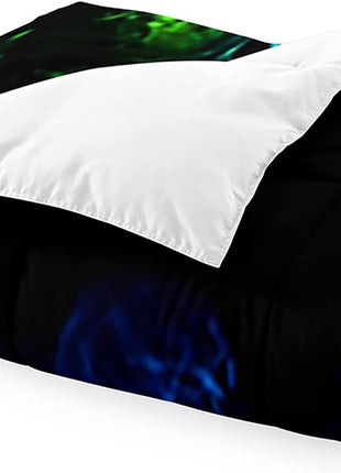 Twin Gaming Comforter Set for Boys - Black Video Game Controller Bedding with Comforter and Pillowcase for Kids' Bedroom Decor