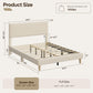 Bed Frame Queen Size with Headboard,Platform Bed Frame Upholstered with LED Lighting,Solid Wooden Bed Frame Slats Support,No Box Spring Needed, Never Squeaks, Easy Assembly,Beige