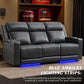 Power Reclining Sofa with Adjustable Headrest, Home Theater Seating Reclining Couch with LED Light/Outlet/Storage/Usb&Type-C, Power Loveseat Recliner Sofa for Living Room (Grey&Black, Sofa)