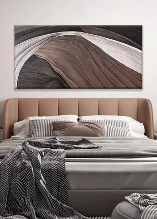 Contemporary Abstract Canvas Artwork - Brown and Black & White Wall Decor for Living Spaces and Hospitality, 24x48 Inches