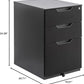 Mobile File Cabinet, Black, 20.71" D X 15.51" W X 24.29" H | with Lock, 3 Drawer