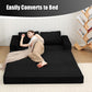 Convertible Sofa Bed Queen, Corduroy Folding Floor Couch Pull Out Couch Bed Futon Sleeper with Pillows, Fold Out Boneless Sofa Comfy Lounge Mattress Loveseat for Living Room Bedroom, Black