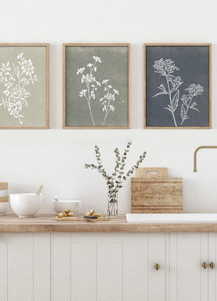 Framed Bohemian Botanical Wall Art Set of Four for Rustic Minimalist Home Decor (Brown, 11x14)