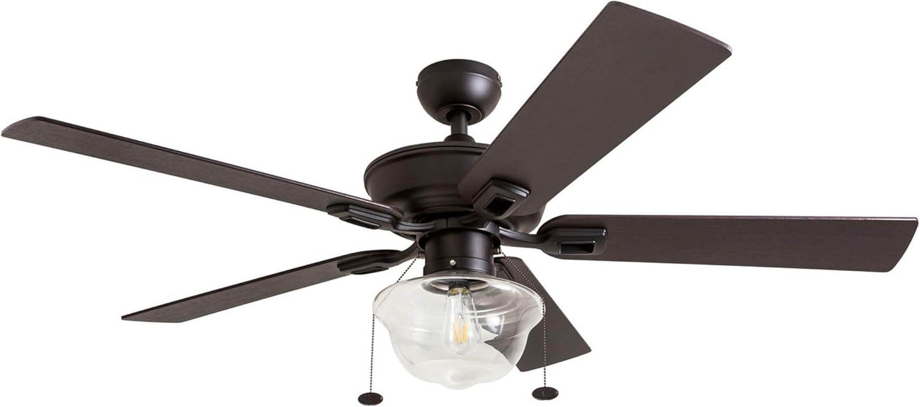 Abner Modern Farmhouse 52 Inch Ceiling Fan with Light, Outdoor Fan/Indoor Tri-Mount LED Ceiling Fan with 5 Blades, Silver Oak and Maple Brown Blade Finish Options, Bronze (80091-01)