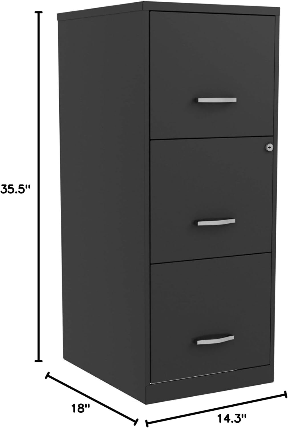 Nusparc 3 Drawer Locking Filing Cabinet | Pre-Assembled Steel Construction | Space-Saving Design Is Perfect for Home and Small Office | Letter-Size | Assembled in North America