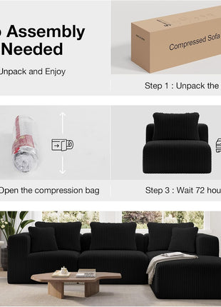141" Modular Sectional Sofa - Modern L-Shape Cloud Couch with Smart Coil® Support for Living Room and Bedroom, No Assembly Required (6 Seats)