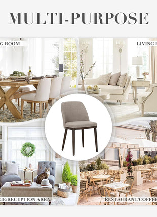 Set of 6 Modern Upholstered Dining Chairs with Back Support and Wooden Legs for Kitchen and Dining Room, Camel Color