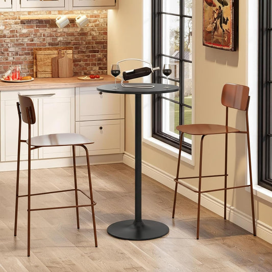 Cocktail Table,Two-In-One Modern Style Standing Circular Bar Table 40"/22" Two Convertible Height Suitable for Dining Room, Restaurant, Kitchen (6, Black)