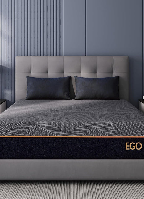 EGOHOME 12-Inch Queen Memory Foam Mattress with Cooling Copper Gel - Therapeutic Medium Firm, CertiPUR-US Certified, Made in the USA, Black, 60x80x12 Inches
