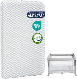 Pack and Play Mattress - 1.5" Thick Mattress Pad for Infants to Toddlers, Dual Sided Comfort Gel Memory Foam Mattress with 3D Quilted Breathable Cover