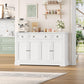 Buffet Cabinet with Storage, 52.7" Large Sideboard Buffet Cabinet, White Kitchen Cabinet with 3 Drawers and 4 Doors, Wood Coffee Bar for Kitchen Dining Room, White