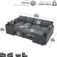 Modular Sectional Couch 8 Seat, Cloud Sofa for Living Room,Chenille Sofa Set with Ottoman, Grey