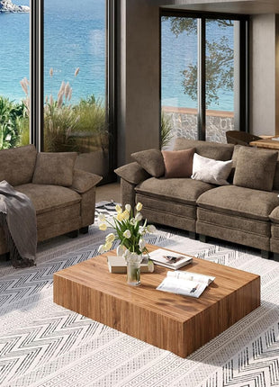 Oversized Chenille Sofa and Loveseat Set - Modern Cloud Sectional Design for Elegant Living Spaces