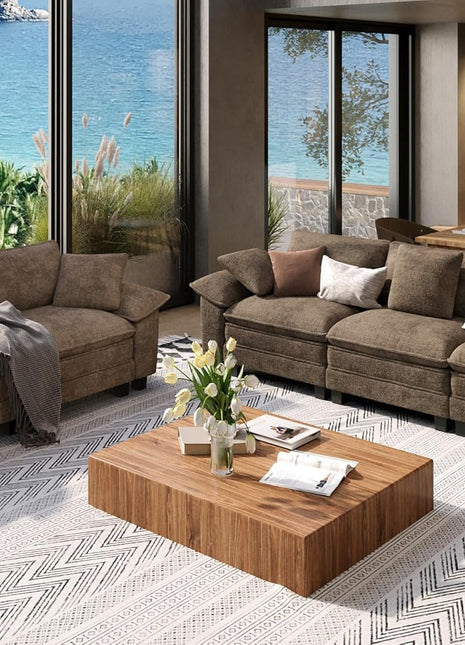 Oversized Chenille Sofa and Loveseat Set - Modern Cloud Sectional Design for Elegant Living Spaces