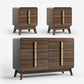 Mid Century Modern Bedroom Set, 6 Drawer Dresser and Nightstand Sets for Bedroom, Night Stand Set 2 & 6 Drawer Dresser with Gold Handles, Wood Chest of Drawers Storage Cabinet Set, Walnut