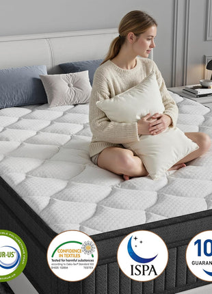 12-Inch Multilayer Hybrid Queen Mattress by Cochones | Nectar | Medium Firm | Cool and Breathable | Individual Pocketed Springs for Enhanced Motion Isolation | Conveniently Delivered in a Box