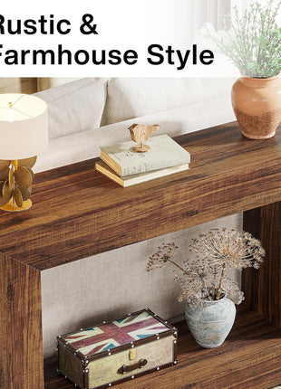 47-Inch Industrial Farmhouse Console Table with Storage for Living Room and Hallway