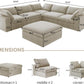 160.6" Cloud Couch Modular Sectional Sofa for Livingroom,Oversized Convertible Sofa with Storage Ottomans,6 Seat Wide Couches,Cushion Covers Removable (Khaki, 6 Seater)