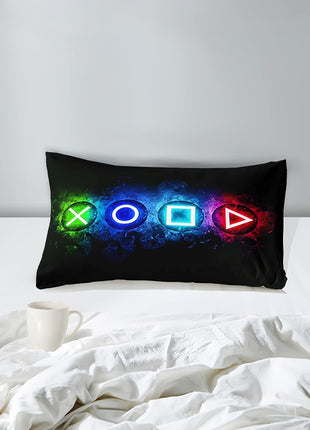 Twin Gaming Comforter Set for Boys - Black Video Game Controller Bedding with Comforter and Pillowcase for Kids' Bedroom Decor