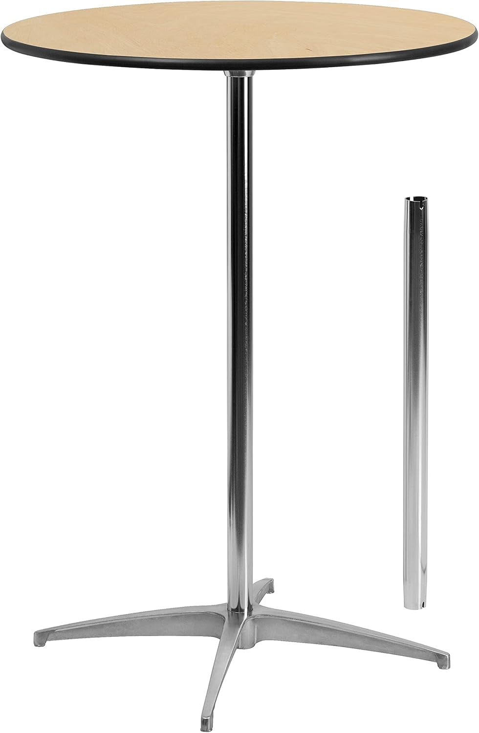 Lars 30" round Cocktail Table with 30" and 42" Columns, Adjustable Standard or Bar Height round Table for Events or Home Use, Natural