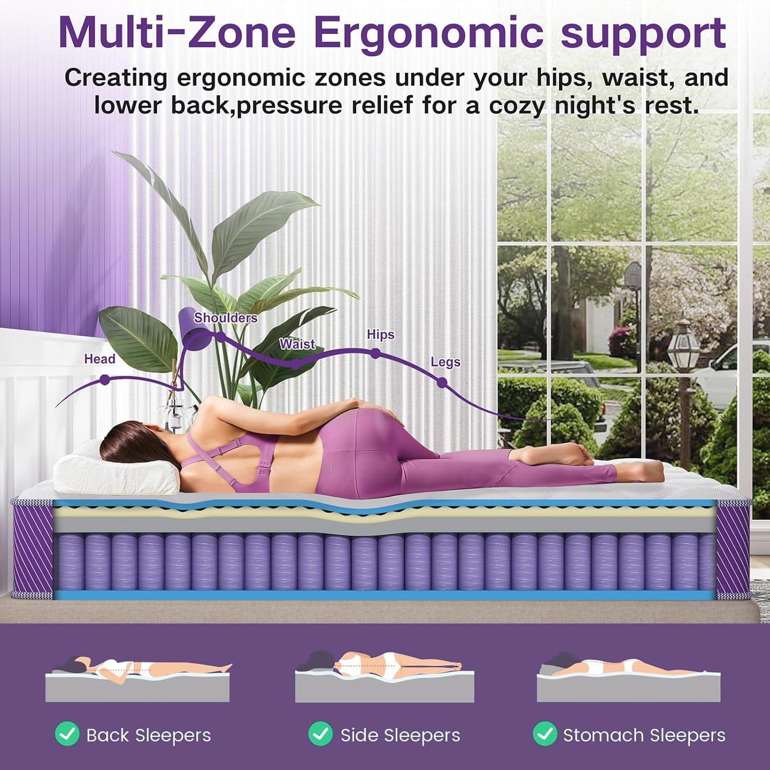 Queen Mattress 12 Inch Queen Size Mattress Memory Foam Hybrid Mattresses in a Box,Medium Firm Support with Pocket Spring,Ergonomic Design,Motion Isolation,Certipur-Us,80"X60"X12"