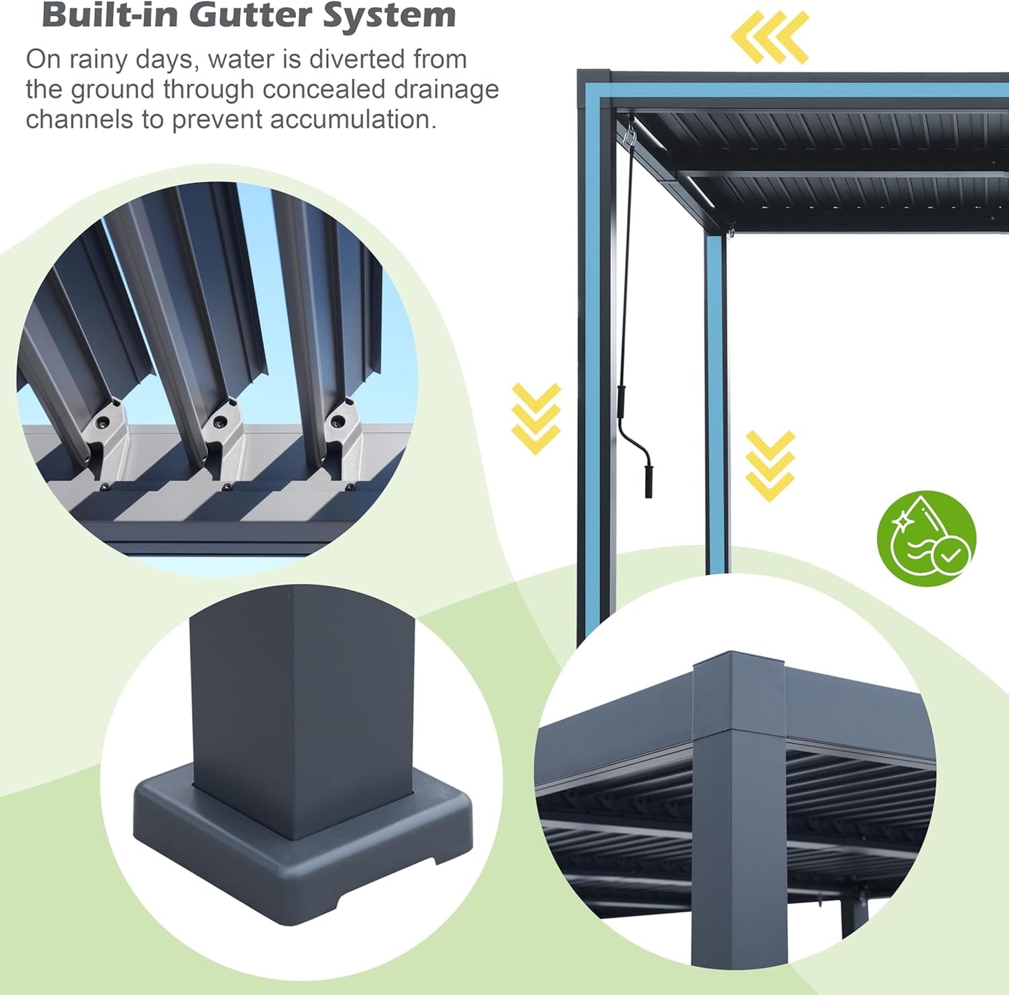 Patio Pergola Canopy Modern Aluminum Pergola with Adjustable Louvered Gazebo for BBQ, Backyard,Party, Lawn,Garden (Dark Gray, 10X20FT)