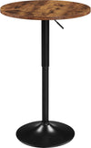 round Table, Adjustable Height Cocktail Table, 360° Swivel Bar Tables with MDF Top, Silver Leg Base for Bar, Bistro, Café, Rustic Brown