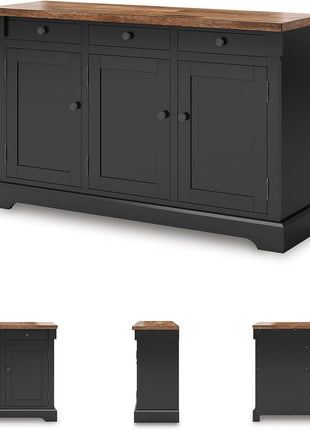 Wildenauer Farmhouse Dining Buffet with Drawers and Adjustable Shelves, Light Brown and Black Finish by Signature Design by Ashley