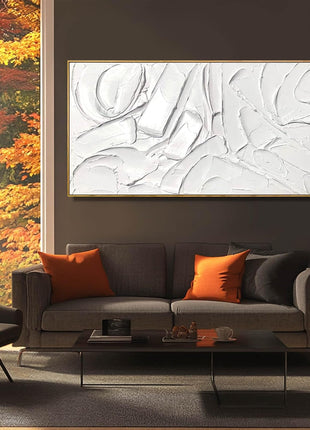 Abstract Oil Painting on Framed Canvas - Maximalist Modern Wall Art for Kitchen and Office Decor, 24" x 48