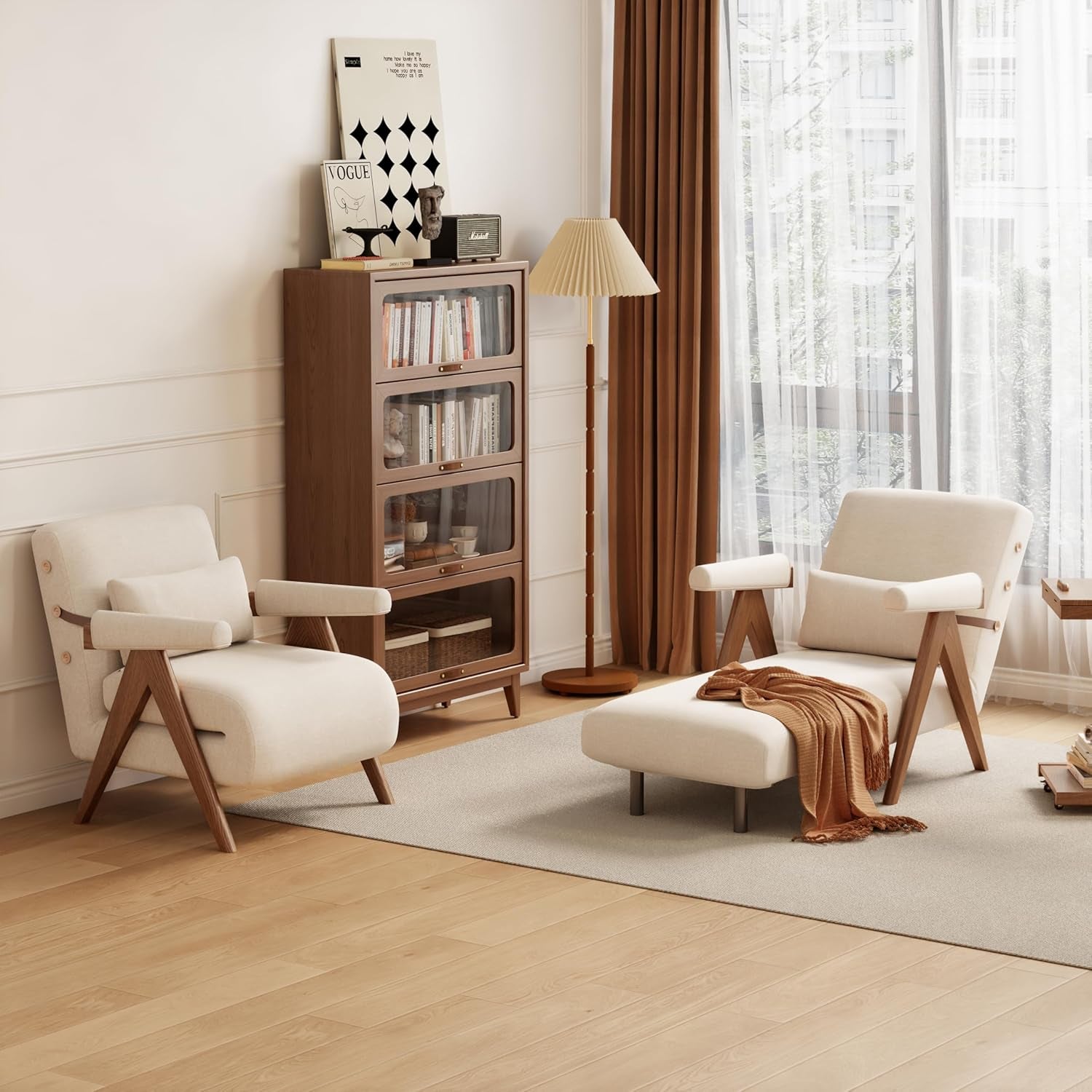 Convertible Sleeper Chair, 3-In-1 Single Sofa Bed for Adults，Pull Out Lounge Sleeper Chairs，Foldable with Adjustable Backrest (D31.8 X W24 X H31.8 Inch(Beige))