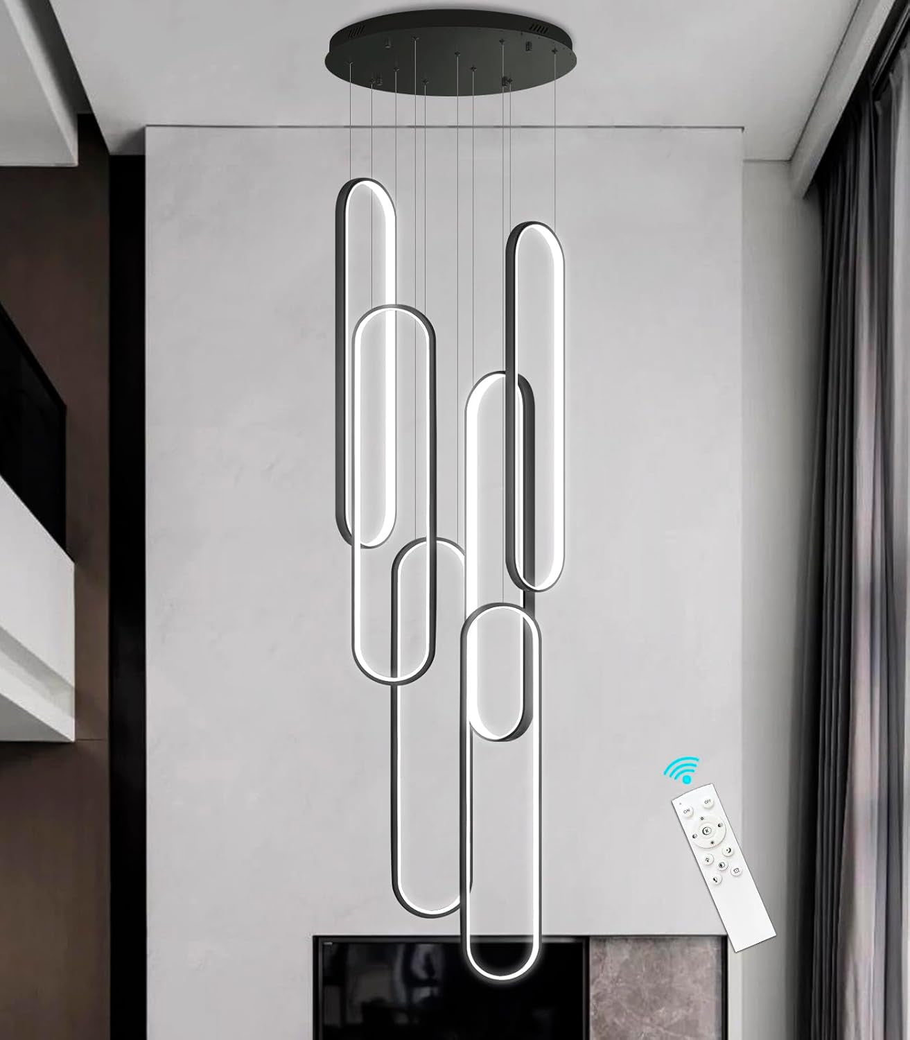 Modern LED Chandeliers for Foyer Entryway High Ceiling Long Staircase Chandeliers Dimmable Dimmable Flush Mount High Villa Foyer 2700K-6000K