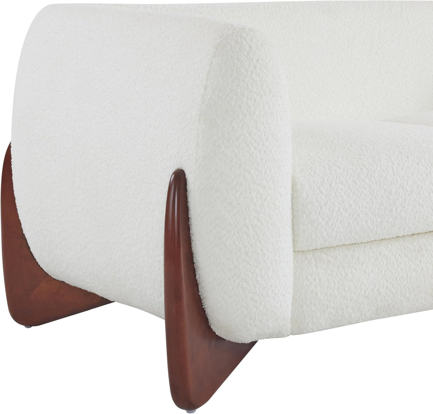 Alma 63" Boucle Loveseat with Wood Legs, 2 Seater Sofa Couches for Living Room, Upholstered Couch Chair, Soft Seating Lounge Sofa Chair, Cozy Loveseat with Armrest, Beige