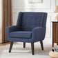 Accent Chair Living Room Chair, Upholstered Button Tufted Armchair, Linen Fabric Sofa Chairs for Bedroom, Living Room, Mid Century Modern Comfy Reading Chair (Dark Blue)