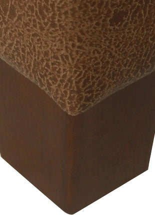 Square Tufted Storage Ottoman in Distressed Brown Faux Leather with Compact Design
