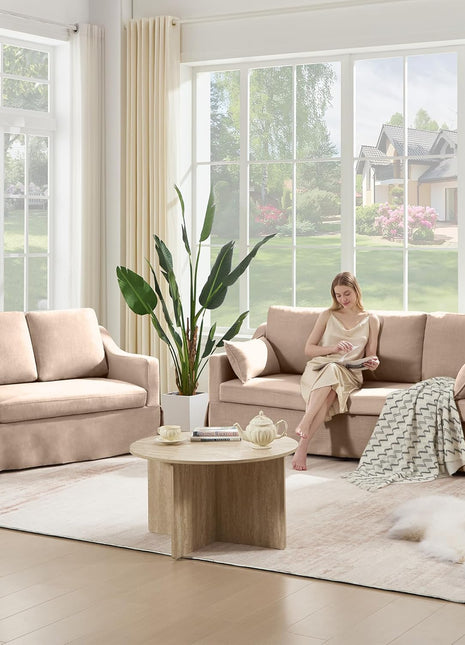 Slipcovered Mini Sofa with Removable Cover and Pocket Spring Cushions - Versatile Living Room Furniture for Home, Apartment, or Farmhouse