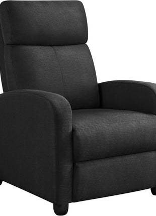 Premium PU Leather Recliner Chair with Lumbar Support, Overstuffed High-Density Foam & Pocket Springs - Push Back Recliner Armchair for Home Theater and Living Room